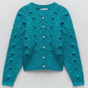 NWT Zara Women's Cardigan Sweater pearl Button Jacket